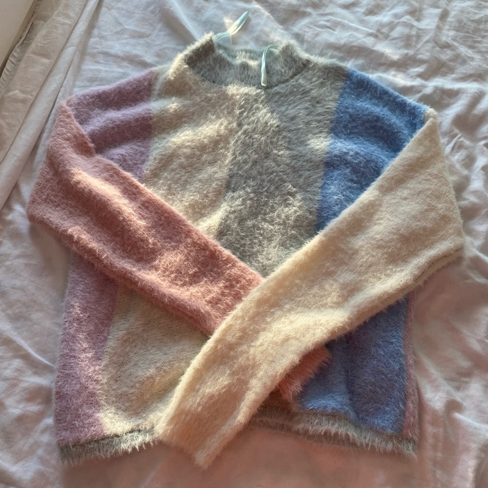 Pastel Fuzzy Turtleneck Sweater